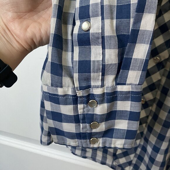 Vintage Kenny Rogers Western Collection by Karman Gingham Pearl Snap Roper Shirt - Picture 4 of 7